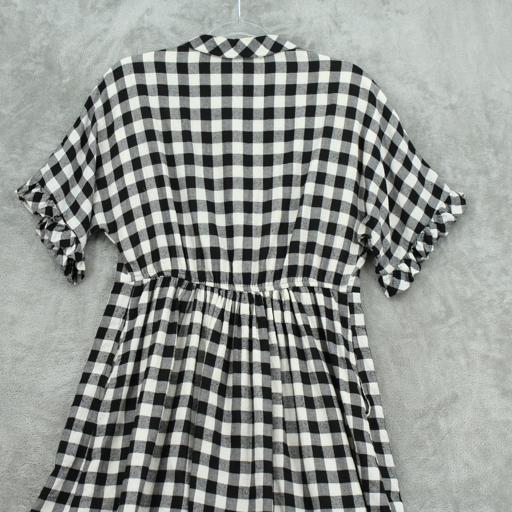 Anthropologie Porridge Dress Womens‎ Small Gingham Dinah Ruffle Shirtdress Black View 6